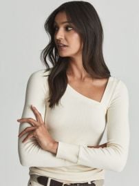 Reiss Carly Asymmetric Neck Jersey Top REISS USA at Reiss